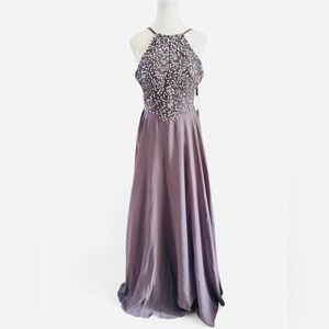 HEBEOS Beaded Mauve Formal Prom Dress Small NWT